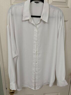 🛍️ Express Boyfriend Portofino White Button Down Shirt Size XL Chiffon St